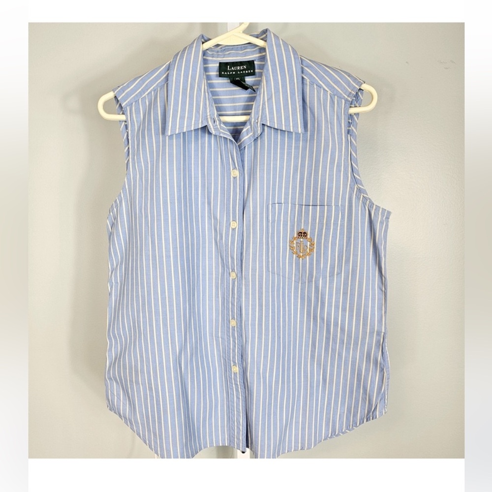 Ralph Lauren Striped Coastal Logo Top Size 10